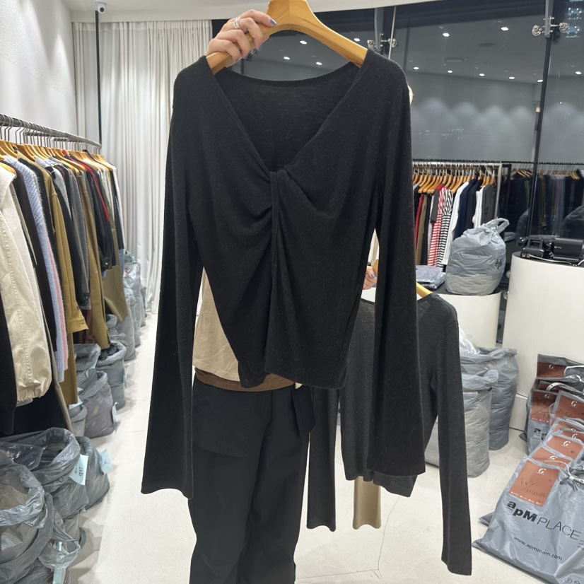 TREND SELLER/G東大門㊣實拍女士新品人氣職業時尚長袖T恤G/TREND SELLER長袖T恤圖色3黑色