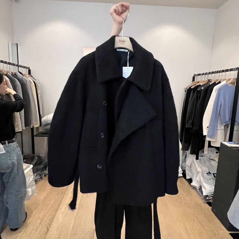 LA MAGIE FEMME韓國代購㊣女士新款時尚真品短款大衣含腰帶Lamagie Femme短款大衣圖色2