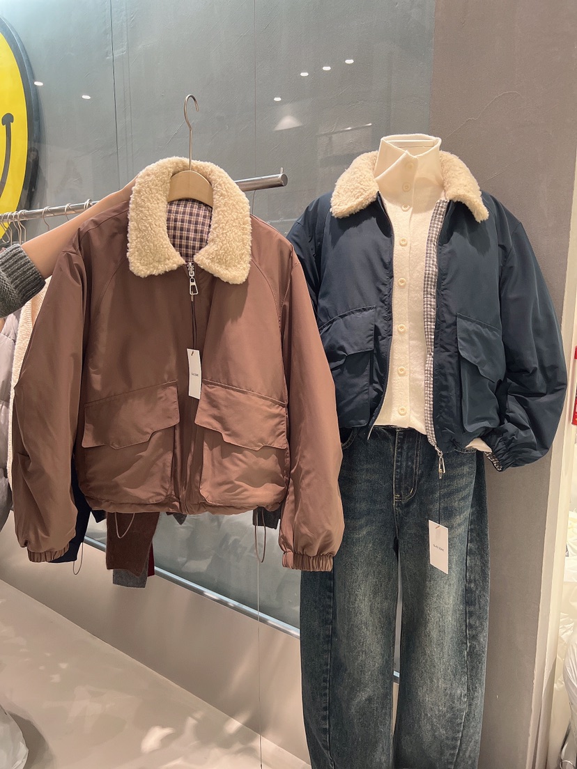GLAD SOME韓國直郵㊣女士新品休閑25秋冬短款羽絨服里外穿羊毛GLAD SOME短款羽絨服
