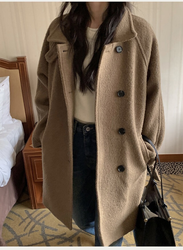 FRILL-T韓國代購㊣女士新品職業時尚25秋冬中長款大衣含腰帶FRILL-T中長款大衣