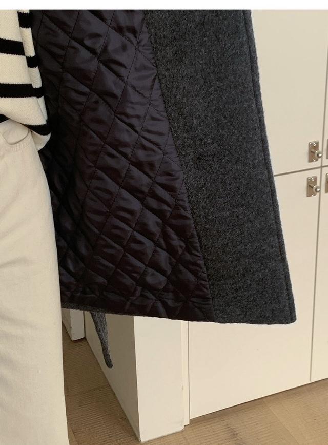 FRILL-T韓國代購㊣女士新品職業時尚25秋冬中長款大衣含腰帶FRILL-T中長款大衣