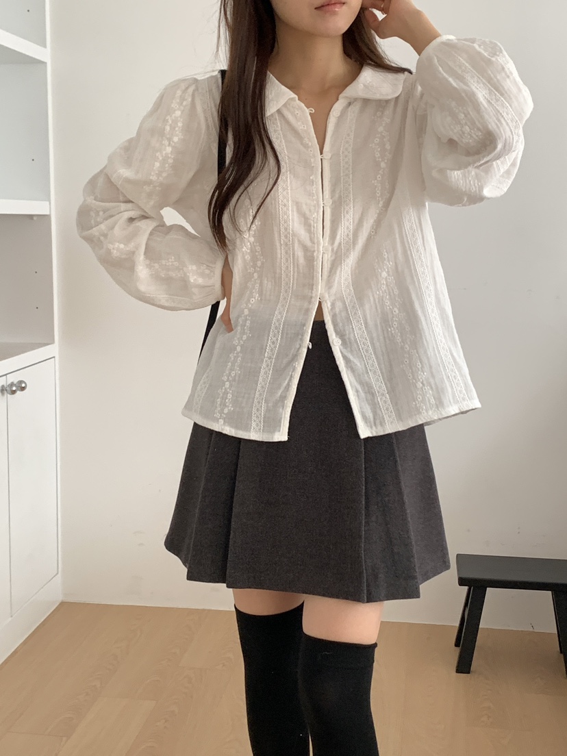 FRILL-T韓國直郵㊣女士新品職業熱賣人氣推薦休閑襯衫蕾絲衫FRILL-T襯衫/蕾絲衫