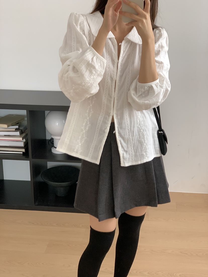 FRILL-T韓國直郵㊣女士新品職業熱賣人氣推薦休閑襯衫蕾絲衫FRILL-T襯衫/蕾絲衫