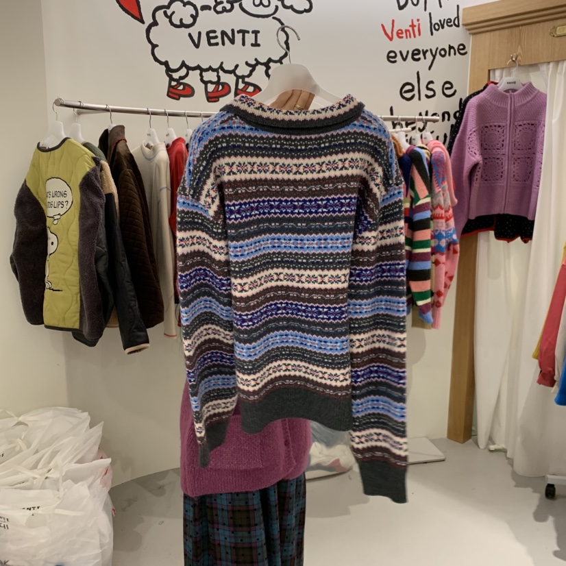 VENTI韓國代購㊣女士新款真品時尚25秋冬熱賣推薦針織衫復古VENTI針織衫