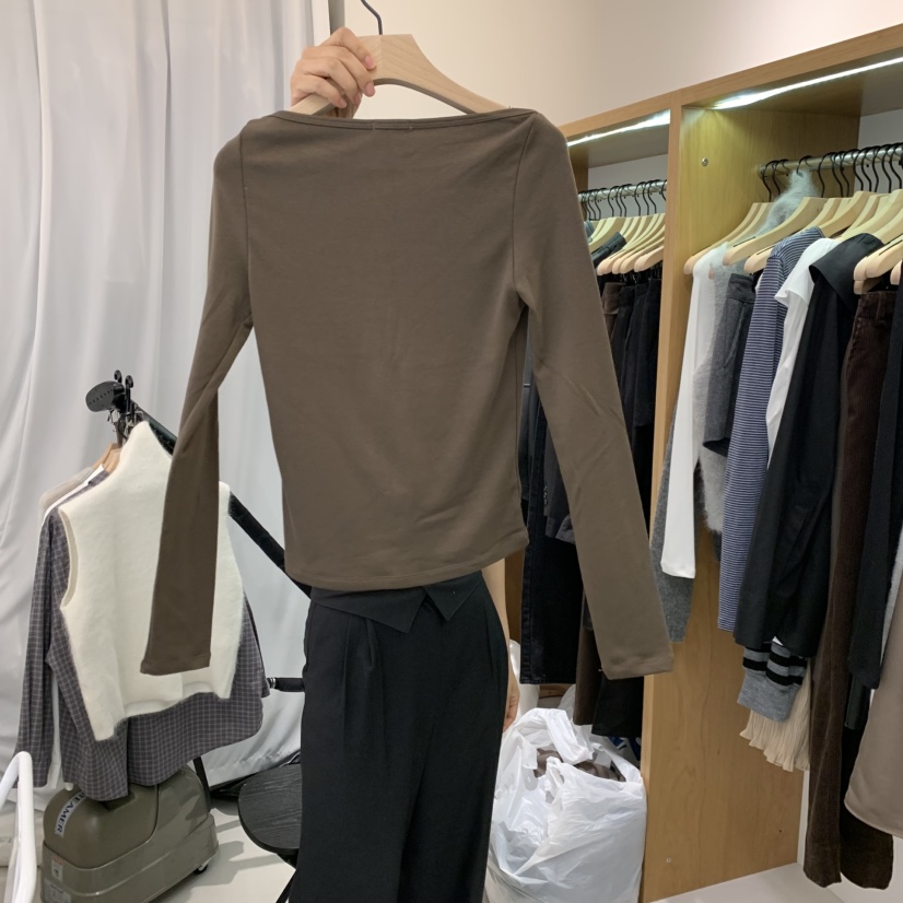ALOT韓國代購㊣女士新品真品時尚熱賣人氣休閑25秋冬長袖T恤船領A LOT長袖T恤