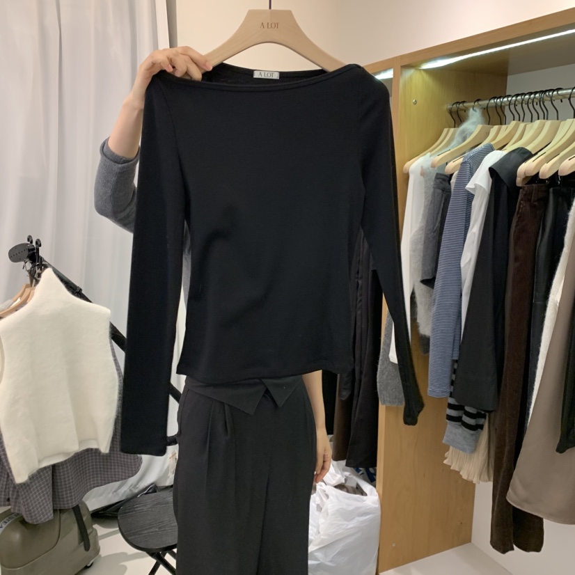 ALOT韓國代購㊣女士新品真品時尚熱賣人氣休閑25秋冬長袖T恤船領A LOT長袖T恤圖色2