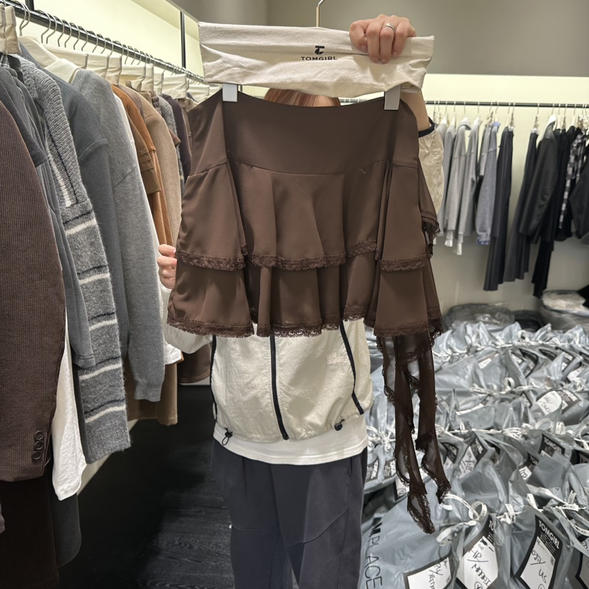 TOMGIRL東大門㊣代購女裝新品真品25秋冬人氣推薦熱賣裙褲蕾絲TOMGIRL裙褲圖色1