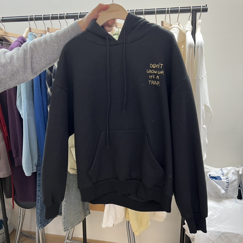 SPAGHETTI東大門㊣實拍女裝新品推薦25秋冬人氣衛衣兜帽加絨spaghetti衛衣圖色2