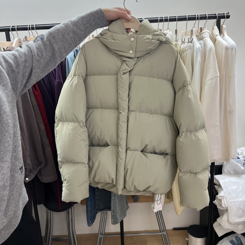SPAGHETTI韓國直郵㊣女裝新款休閑職業人氣短款羽絨服連帽絨spaghetti短款羽絨服圖色2