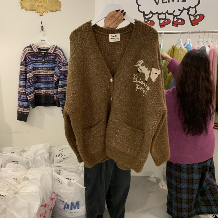 VENTI東大門㊣代購女裝新款人氣25秋冬職業休閑毛衣羊毛開衫VENTI毛衣圖色3