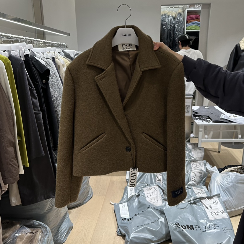 FAVOR-P韓國代購㊣女裝新品人氣時尚推薦休閑25秋冬短款大衣FAVOR-P短款大衣