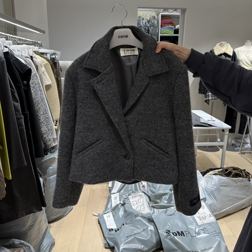 FAVOR-P韓國代購㊣女裝新品人氣時尚推薦休閑25秋冬短款大衣FAVOR-P短款大衣圖色2