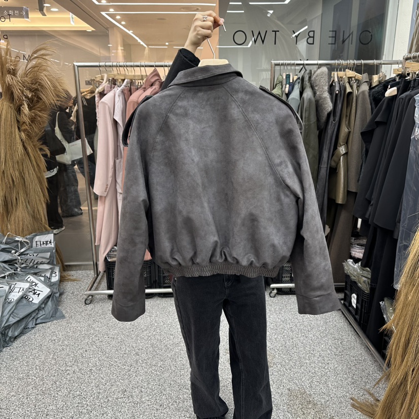 ONEBYTWO東大門㊣直郵女裝新品推薦25秋冬職業人氣夾克絨面革ONE BY TWO夾克