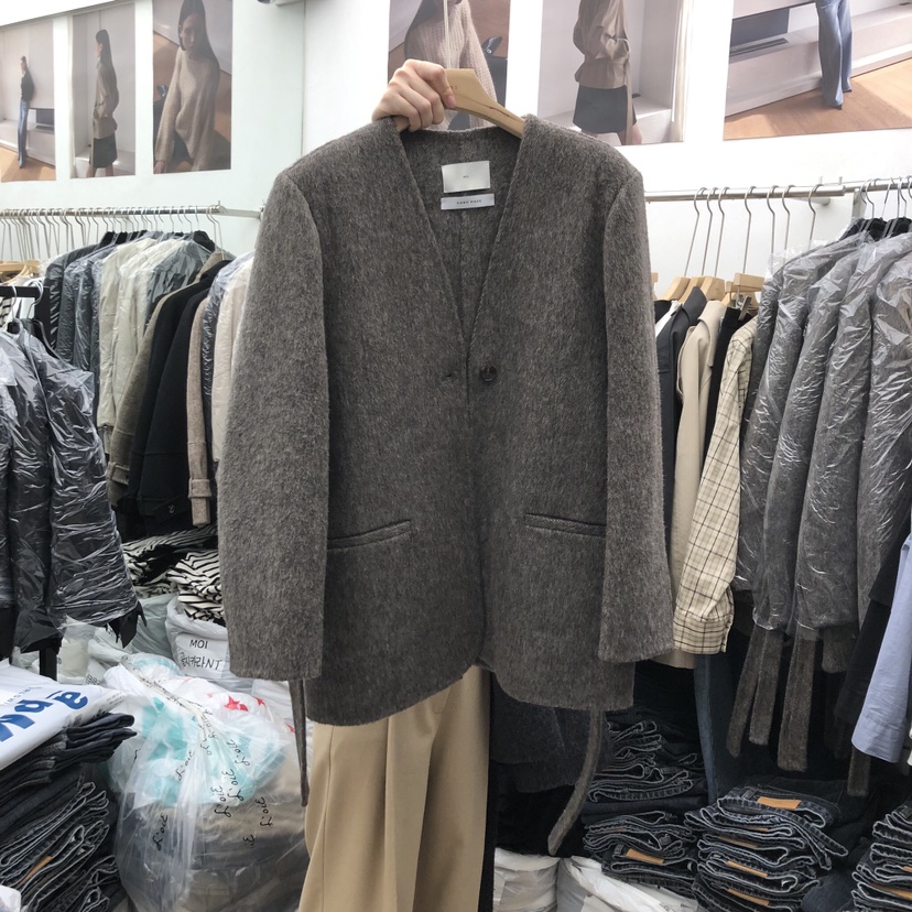 MOI-A東大門㊣代購女士新品熱賣職業休閑短款大衣含腰帶手工MOI-A短款大衣圖色1