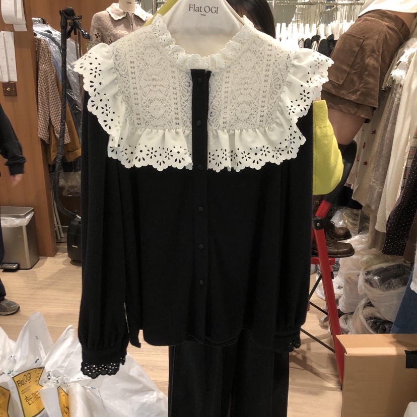 OGI東大門㊣直郵女士新款職業時尚25秋冬人氣真品襯衫蕾絲衫FLat OGI襯衫/蕾絲衫圖色2