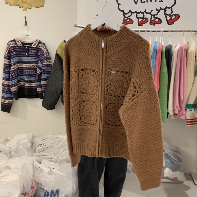 VENTI韓國直郵㊣女裝新品時尚熱賣真品人氣25秋冬針織衫手工羊毛VENTI針織衫圖色2