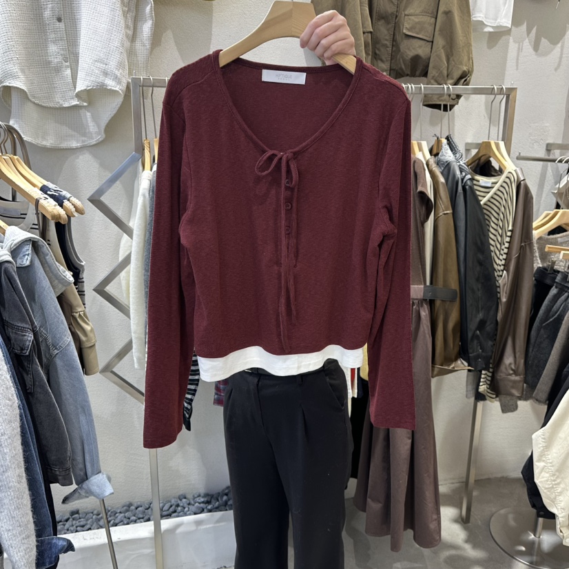 HIPTIQUE韓國代購㊣女裝新品職業時尚熱賣推薦25秋冬長袖T恤HIPTIQUE長袖T恤圖色3