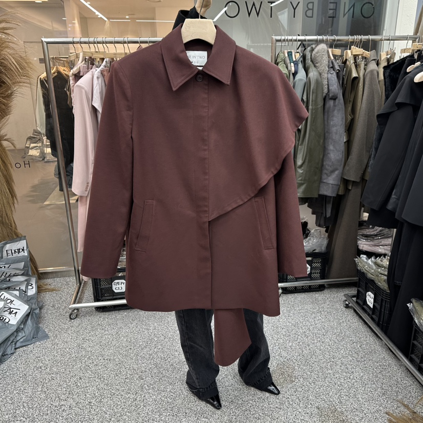 ONEBYTWO東大門㊣直郵女士新品時尚休閑25秋冬熱賣夾克圍巾ONE BY TWO夾克