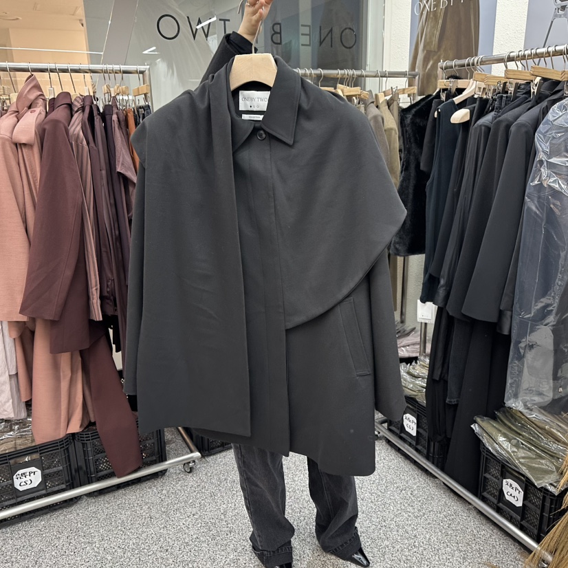 ONEBYTWO東大門㊣直郵女士新品時尚休閑25秋冬熱賣夾克圍巾ONE BY TWO夾克圖色2