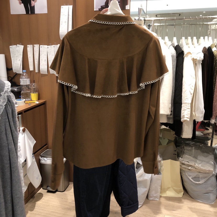OGI東大門㊣直郵女裝新款真品推薦時尚職業襯衫蕾絲衫荷葉邊FLat OGI襯衫/蕾絲衫