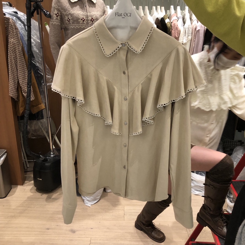 OGI東大門㊣直郵女裝新款真品推薦時尚職業襯衫蕾絲衫荷葉邊FLat OGI襯衫/蕾絲衫圖色2