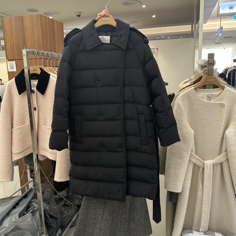 MER韓國代購㊣女裝新款推薦人氣熱賣長款羽絨服含腰帶長款鴨絨MER/ANGELO BIANCO長款羽絨服圖色2