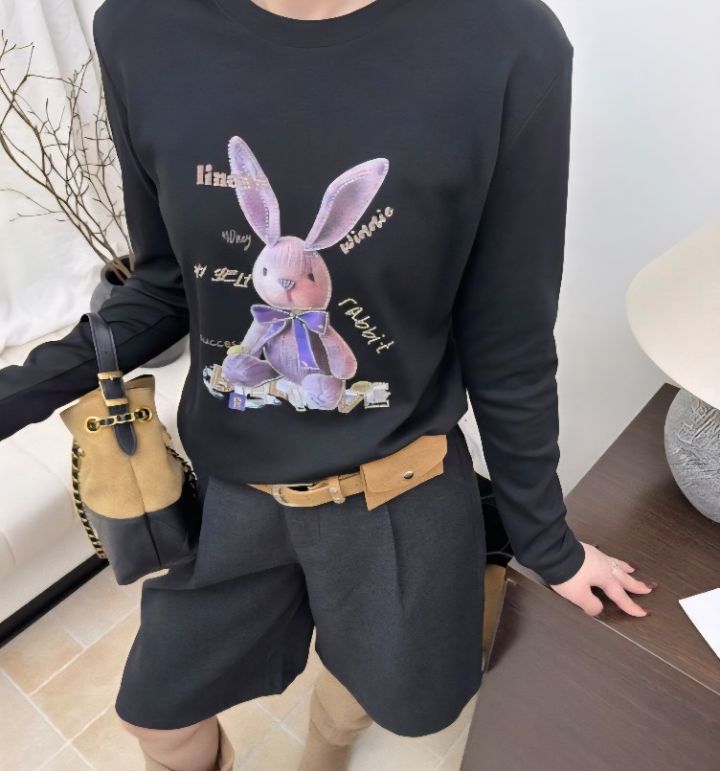 BLING BLING-S韓國直郵㊣女裝新款時尚職業休閑長袖T恤兔子BLING BLING-S長袖T恤圖色2