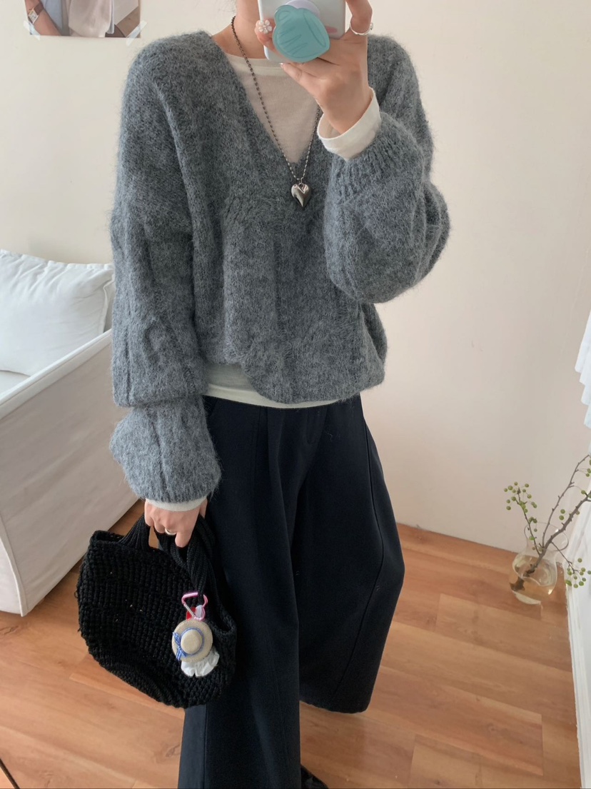 CRONG東大門㊣實拍女裝新款職業25秋冬真品時尚推薦針織衫V領CRONG針織衫圖色4