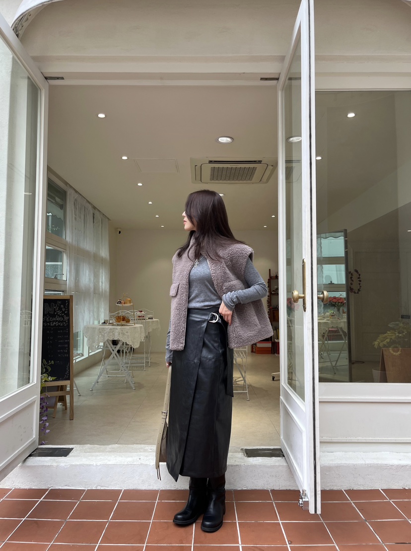 LEMATIN東大門㊣實拍女裝新品25秋冬熱賣推薦休閑職業長裙皮革LEMATIN長裙