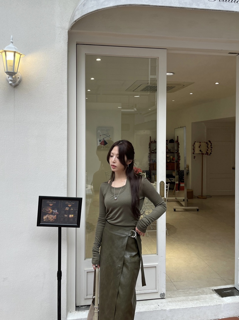 LEMATIN東大門㊣實拍女裝新品25秋冬熱賣推薦休閑職業長裙皮革LEMATIN長裙