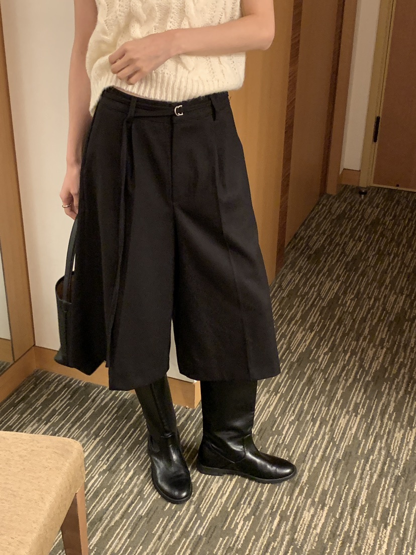 FRILL-T韓國代購㊣女士新款時尚熱賣真品人氣職業短褲含腰帶FRILL-T短褲
