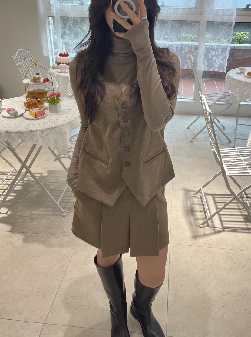 LEMATIN韓國直郵㊣女裝新品職業熱賣25秋冬休閑馬甲羊毛人字紋LEMATIN馬甲