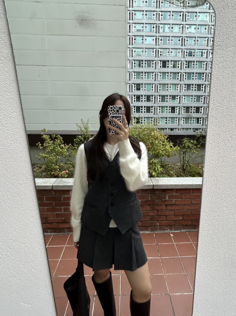 LEMATIN韓國直郵㊣女裝新品職業熱賣25秋冬休閑馬甲羊毛人字紋LEMATIN馬甲
