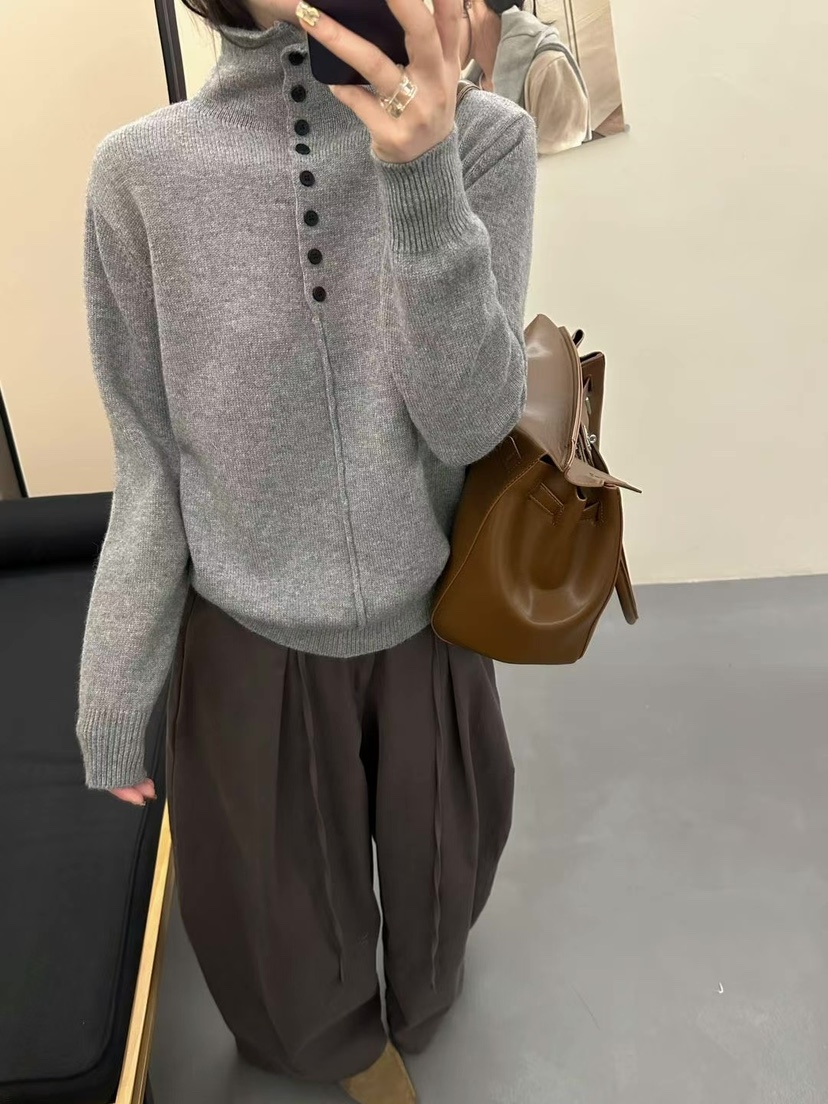 CRONG東大門㊣代購女士新款時尚25秋冬人氣真品熱賣針織衫紐扣CRONG針織衫