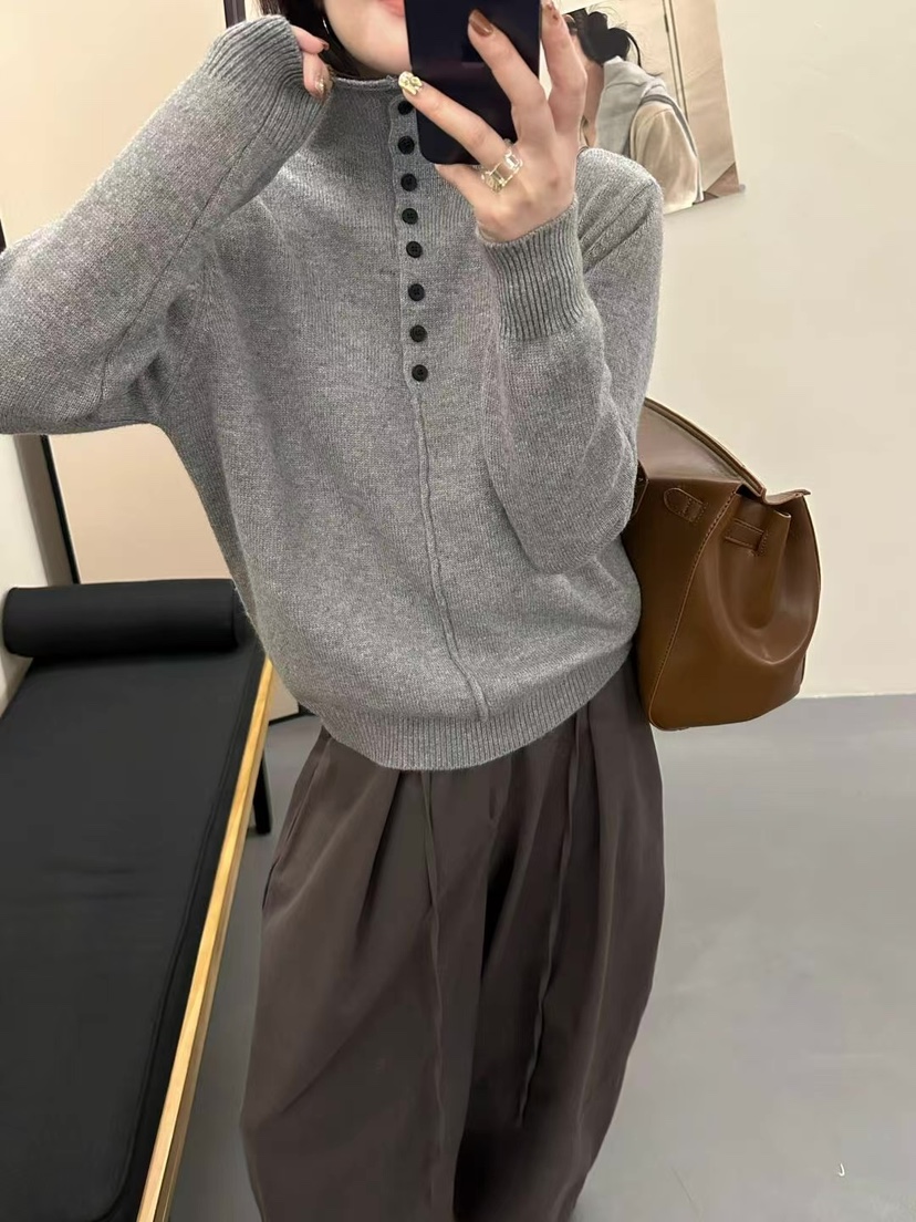 CRONG東大門㊣代購女士新款時尚25秋冬人氣真品熱賣針織衫紐扣CRONG針織衫圖色2
