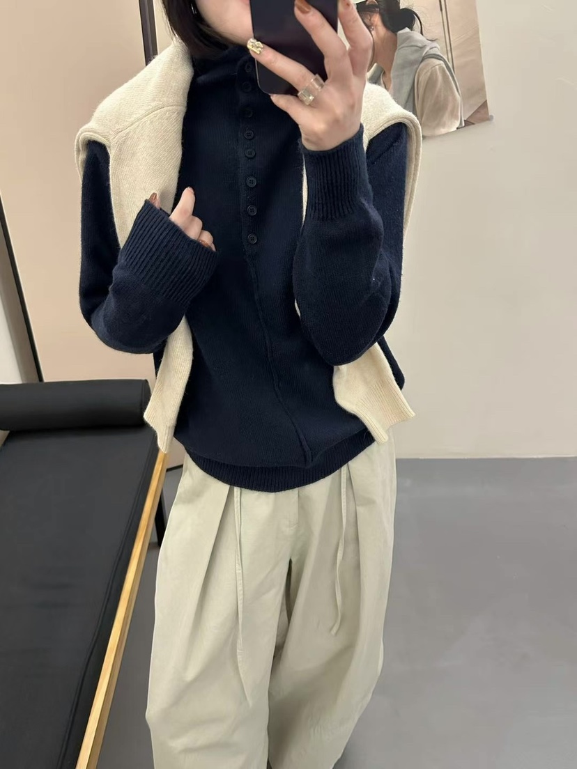 CRONG東大門㊣代購女士新款時尚25秋冬人氣真品熱賣針織衫紐扣CRONG針織衫圖色3