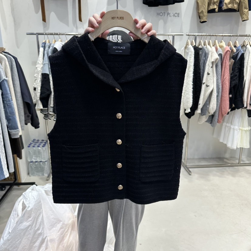 HOT PLACE韓國代購㊣女士新品真品熱賣休閑人氣推薦馬甲連帽HOT PLACE/DREAM GIRIS馬甲圖色4