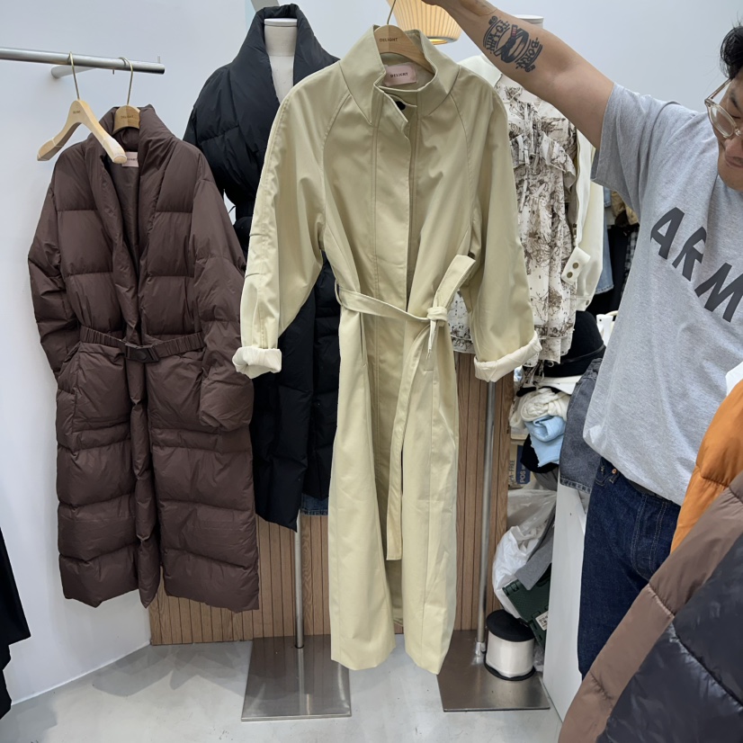 DELIGHT-Q東大門㊣代購女士新品休閑職業熱賣長款風衣含腰帶DELIGHT-Q長款風衣
