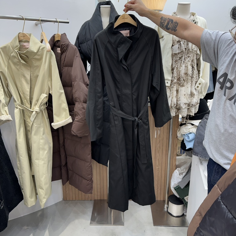 DELIGHT-Q東大門㊣代購女士新品休閑職業熱賣長款風衣含腰帶DELIGHT-Q長款風衣圖色2