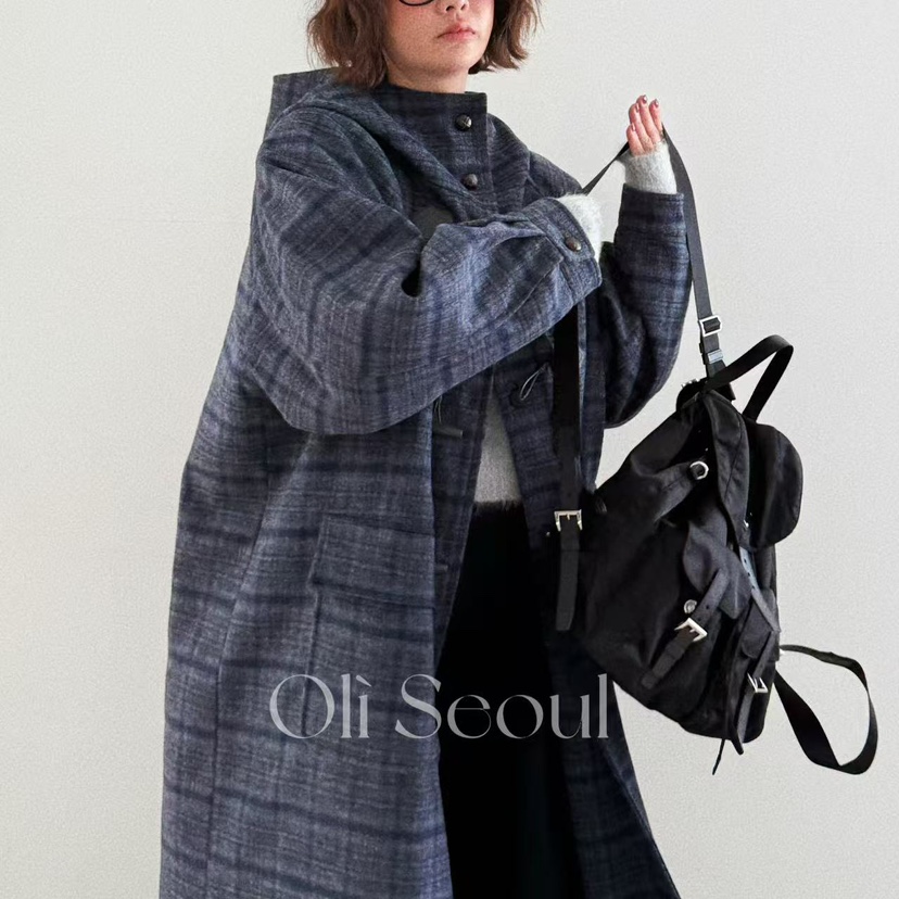 OLI SEOUL東大門㊣實拍女裝新款25秋冬熱賣真品中長款大衣OLI SEOUL中長款大衣