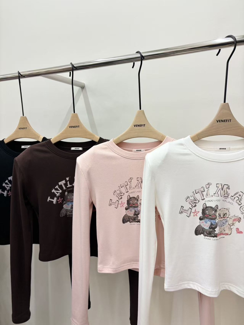 JENNIE東大門㊣直郵女士新品真品推薦休閑25秋冬時尚長袖T恤JENNIE/VENEFIT長袖T恤