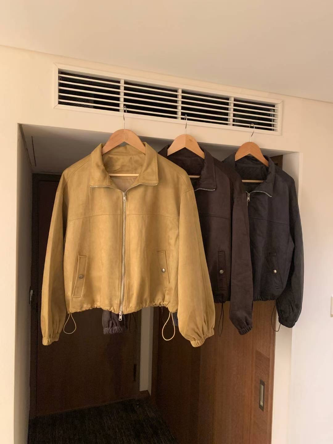 HACKER東大門㊣實拍女裝新款推薦真品25秋冬人氣休閑夾克麂皮HACKER夾克圖色2左二色