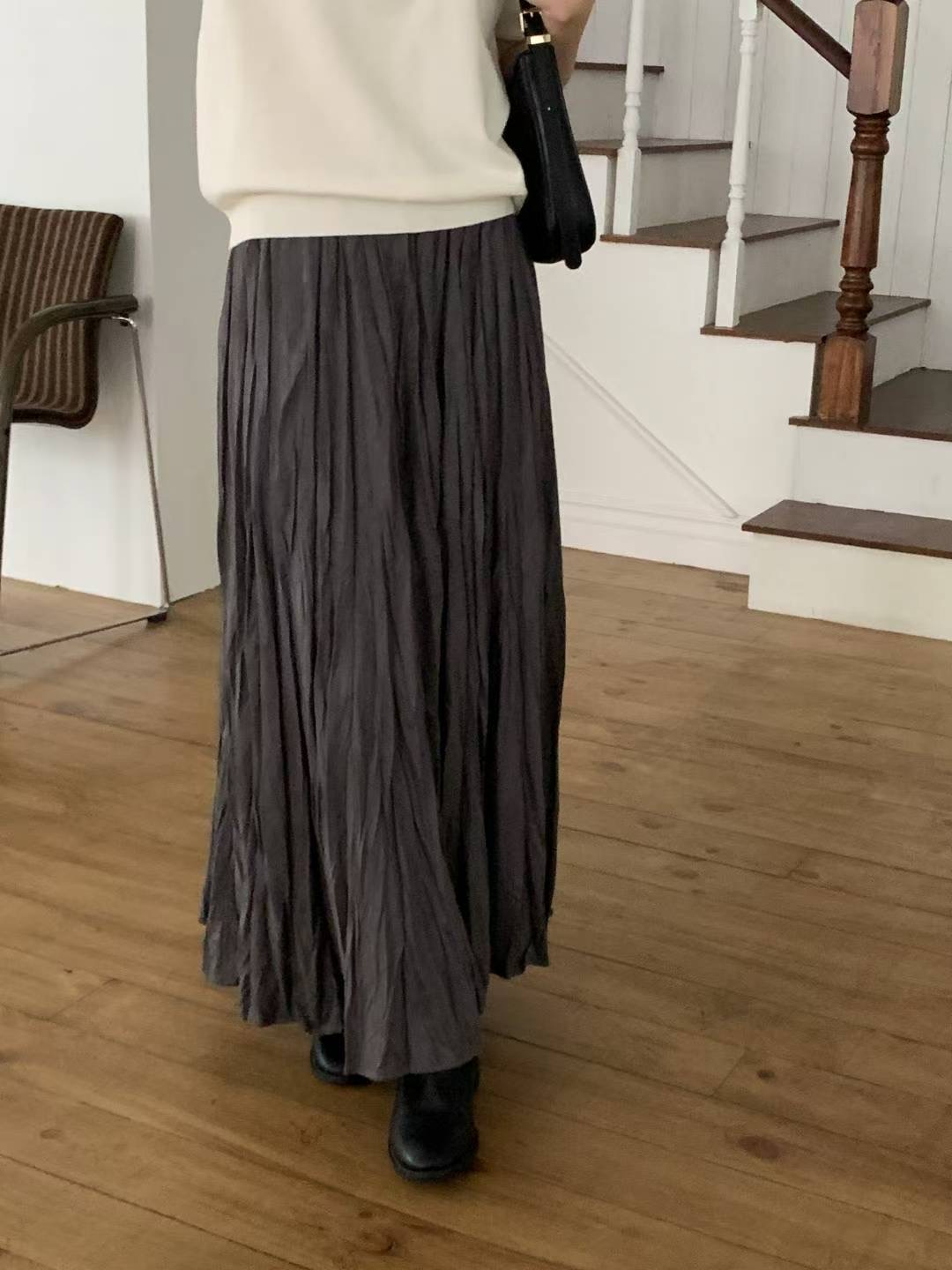 HACKER東大門㊣實拍女士新款人氣真品推薦休閑職業長裙褶裙HACKER長裙圖色2