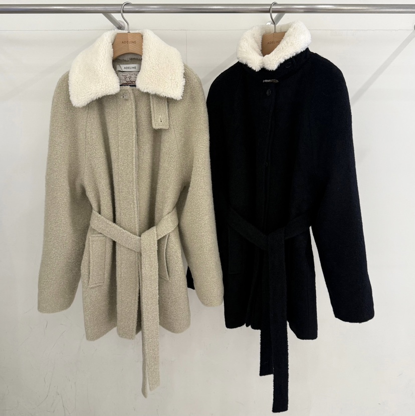 ADELINE東大門㊣直郵女裝新品推薦職業時尚25秋冬短款大衣含腰帶ADELINE短款大衣