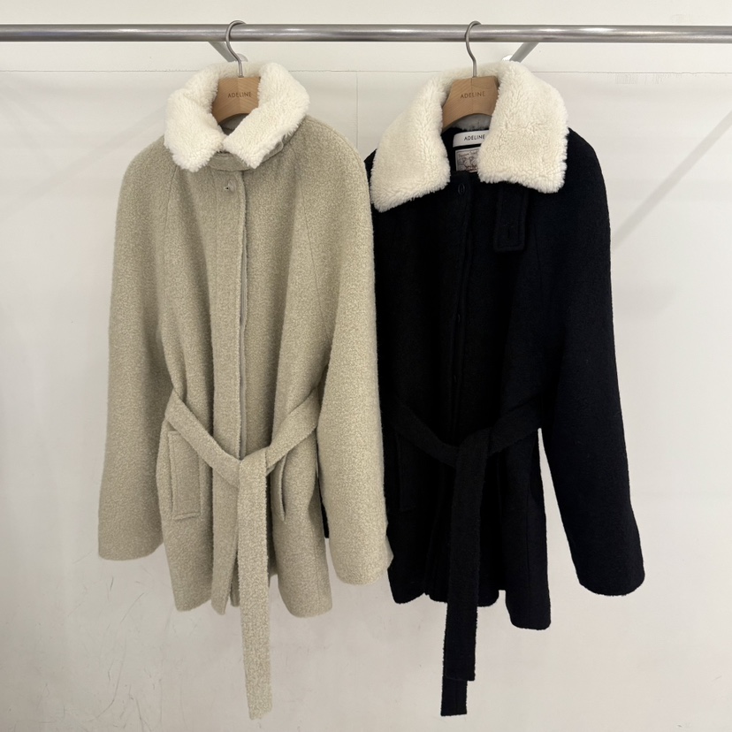 ADELINE東大門㊣直郵女裝新品推薦職業時尚25秋冬短款大衣含腰帶ADELINE短款大衣