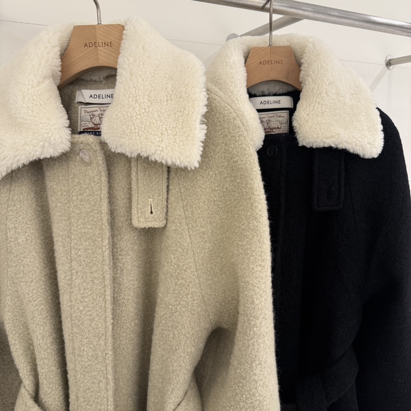 ADELINE東大門㊣直郵女裝新品推薦職業時尚25秋冬短款大衣含腰帶ADELINE短款大衣