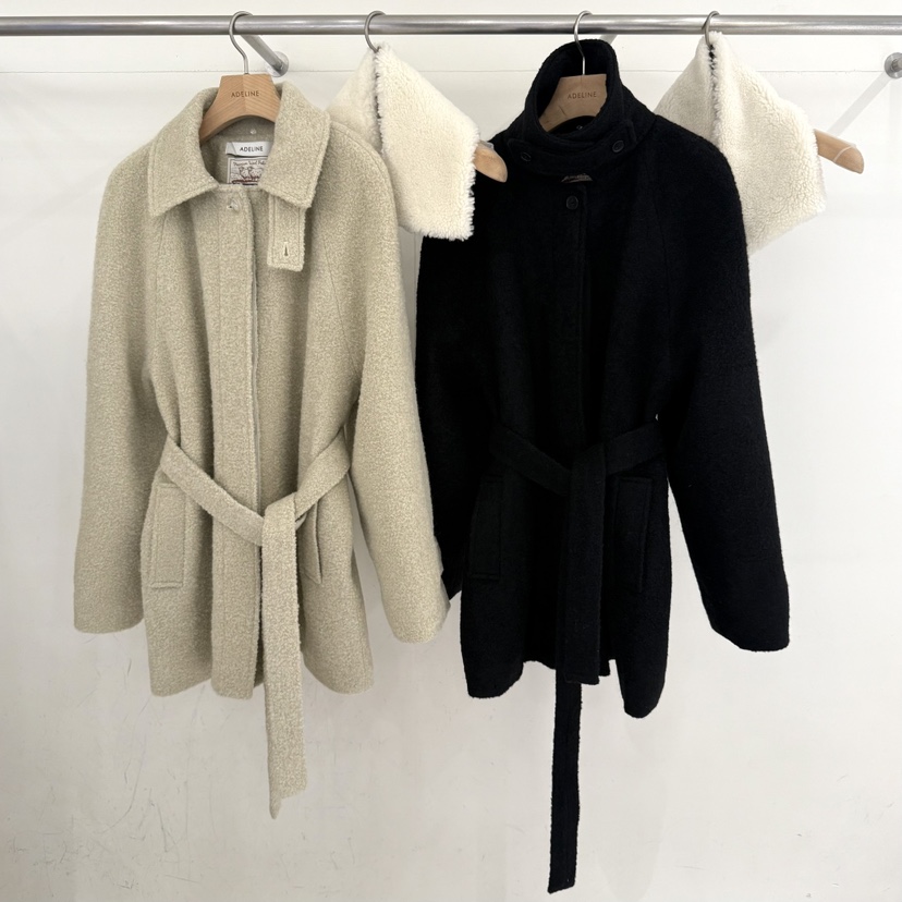 ADELINE東大門㊣直郵女裝新品推薦職業時尚25秋冬短款大衣含腰帶ADELINE短款大衣