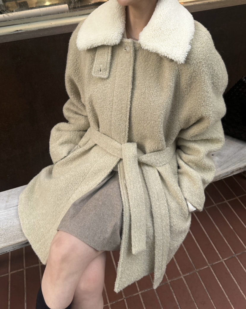 ADELINE東大門㊣直郵女裝新品推薦職業時尚25秋冬短款大衣含腰帶ADELINE短款大衣