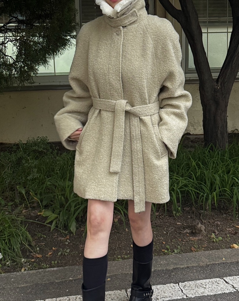 ADELINE東大門㊣直郵女裝新品推薦職業時尚25秋冬短款大衣含腰帶ADELINE短款大衣