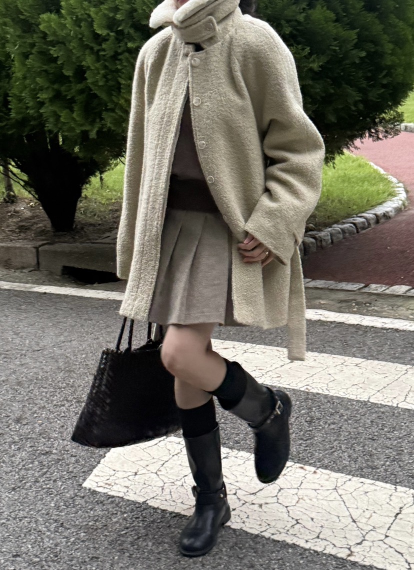 ADELINE東大門㊣直郵女裝新品推薦職業時尚25秋冬短款大衣含腰帶ADELINE短款大衣